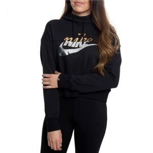 XL Nike Women's Black Metallic Swoosh Hoodie